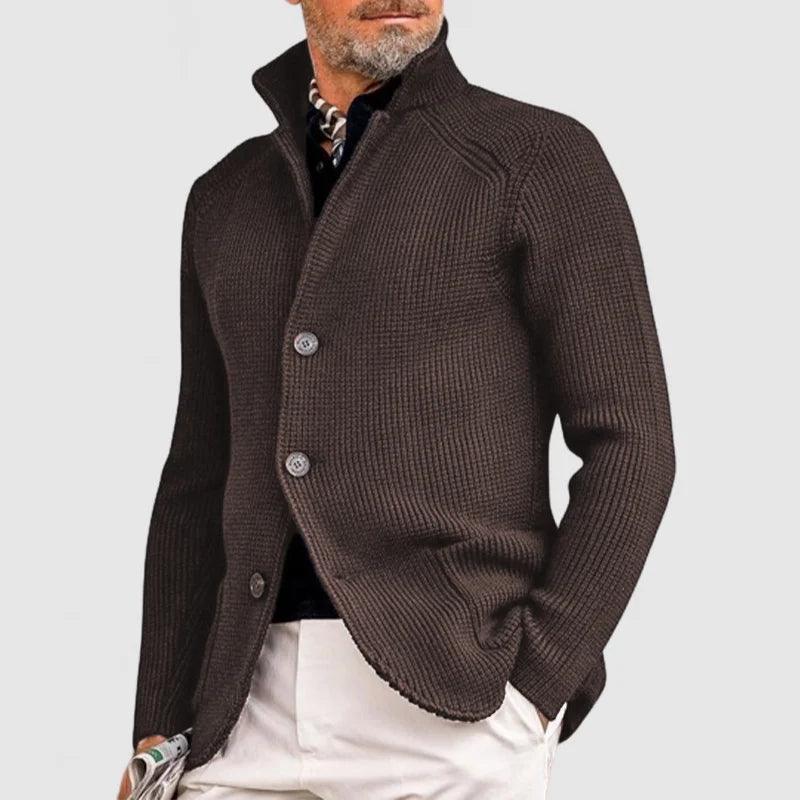 Men's Knitted Cardigan - Classic Button-Up Sweater with Ribbed Design for Sophisticated Style