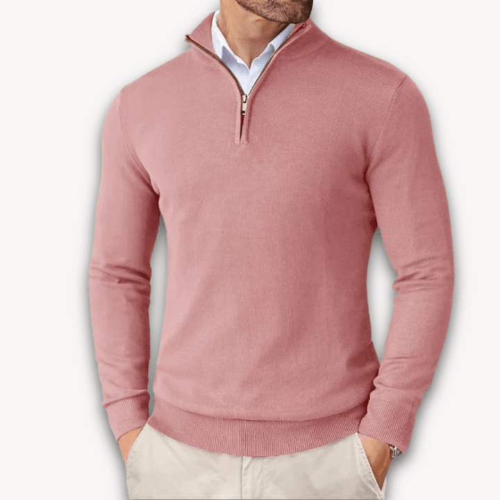 Men's Cotton Quarter-Zip Sweater - Lightweight Knit, Slim Fit - Casual Wear