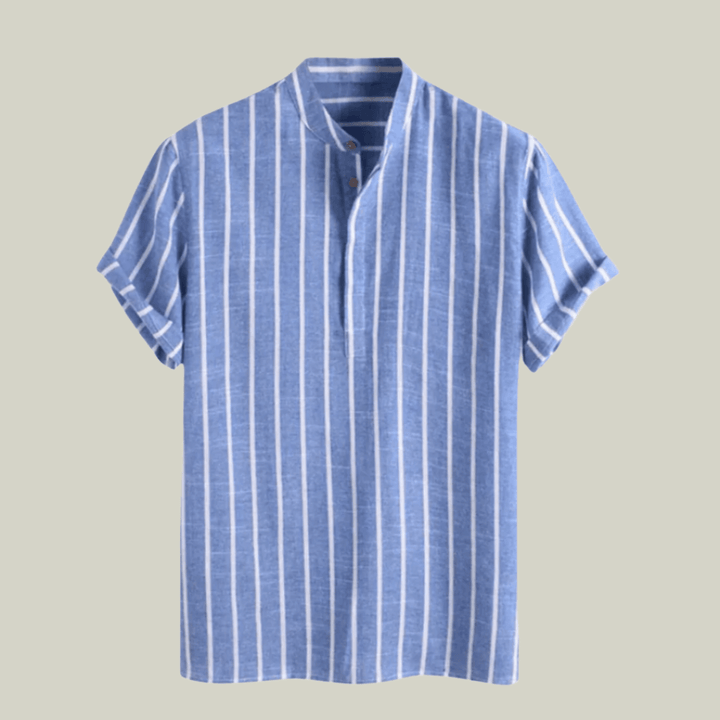Men’s Casual Linen Short Sleeve Striped Shirt