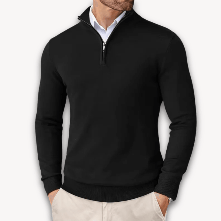 Men's Cotton Quarter-Zip Sweater - Lightweight Knit, Slim Fit - Casual Wear