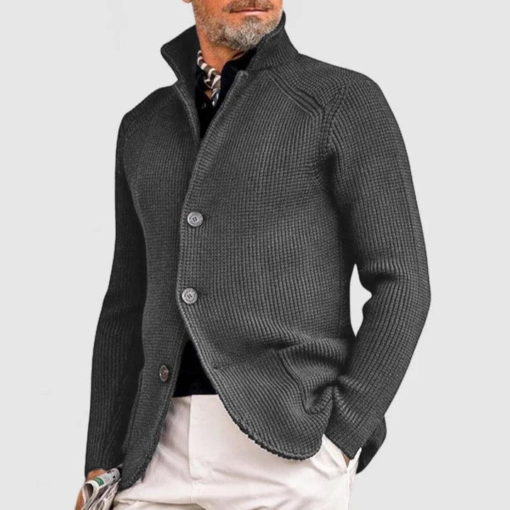 Men's Knitted Cardigan - Classic Button-Up Sweater with Ribbed Design for Sophisticated Style