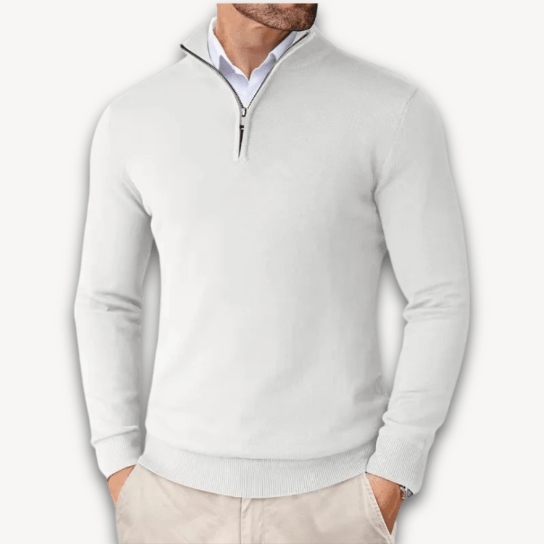 Men's Cotton Quarter-Zip Sweater - Lightweight Knit, Slim Fit - Casual Wear