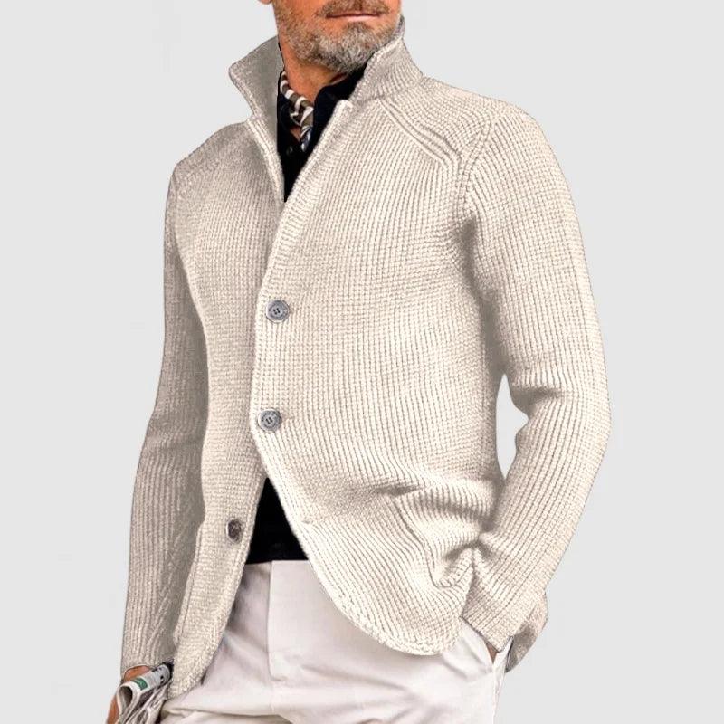 Men's Knitted Cardigan - Classic Button-Up Sweater with Ribbed Design for Sophisticated Style