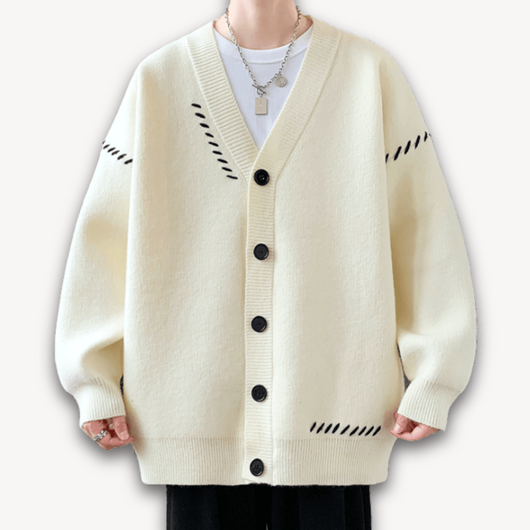 Men's Knitted Cardigan Sweater - Button-Up, Soft Wool Blend, Casual Winter Wear