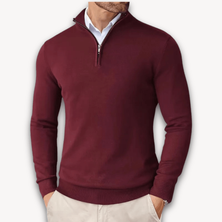 Men's Cotton Quarter-Zip Sweater - Lightweight Knit, Slim Fit - Casual Wear