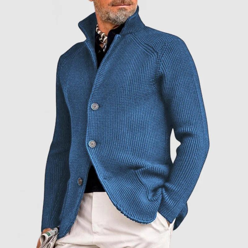 Men's Knitted Cardigan - Classic Button-Up Sweater with Ribbed Design for Sophisticated Style