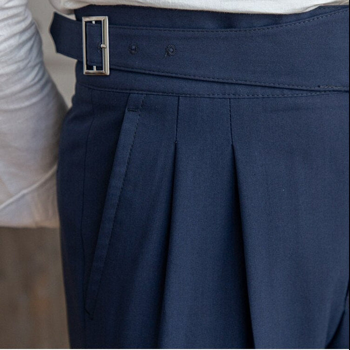 Classic buckle fastening pants high waist for men