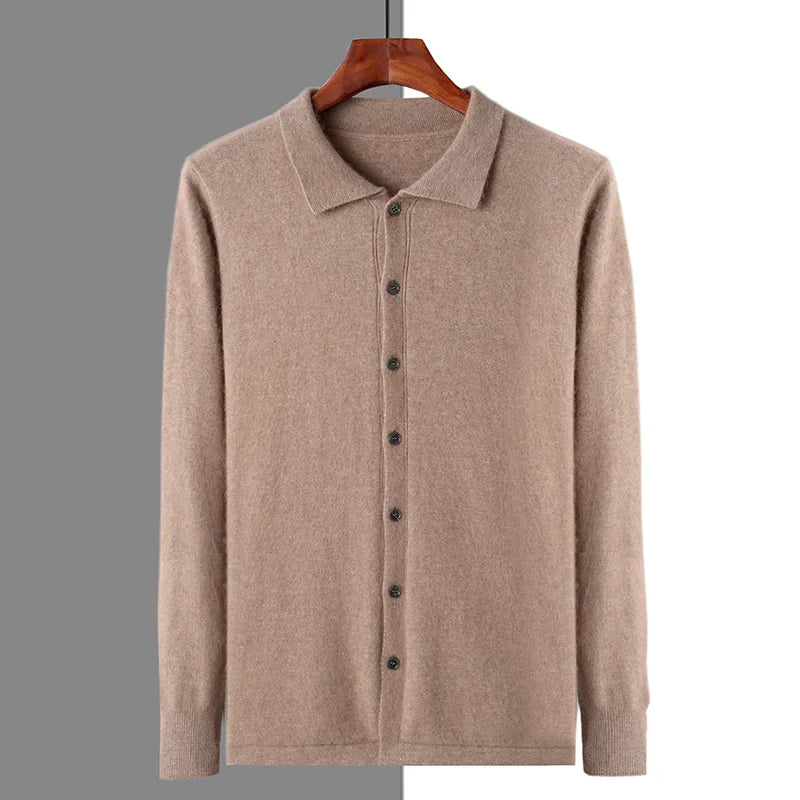 100% CASHMERE POLO BUTTON