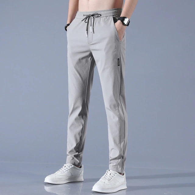 Breathable casual pants with drawstring for men