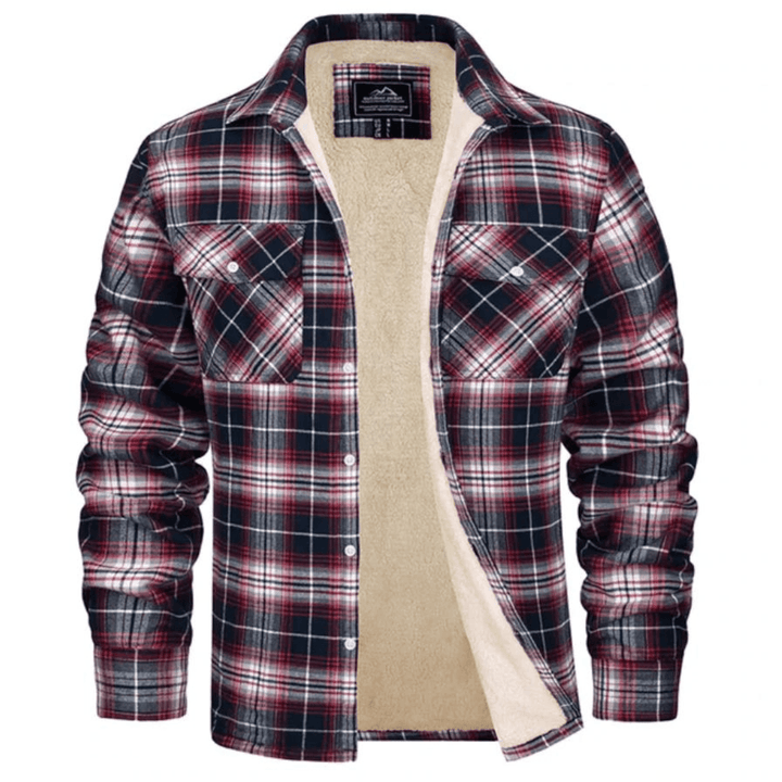 Men’s Checked Jacket - Fleece-Lined - Button-Up - Warm Casual Outerwear