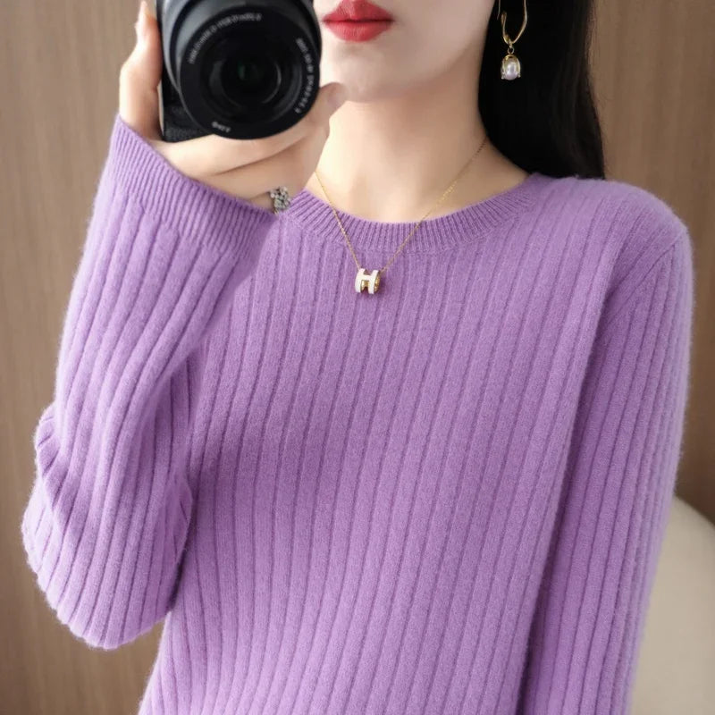 Women Sweaters Long Sleeve Striped Sweater – Cozy & Stylish