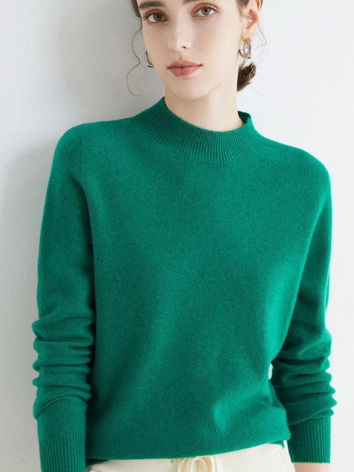 Women’s 100% Merino Wool Seamless Half-High Collar Pullover