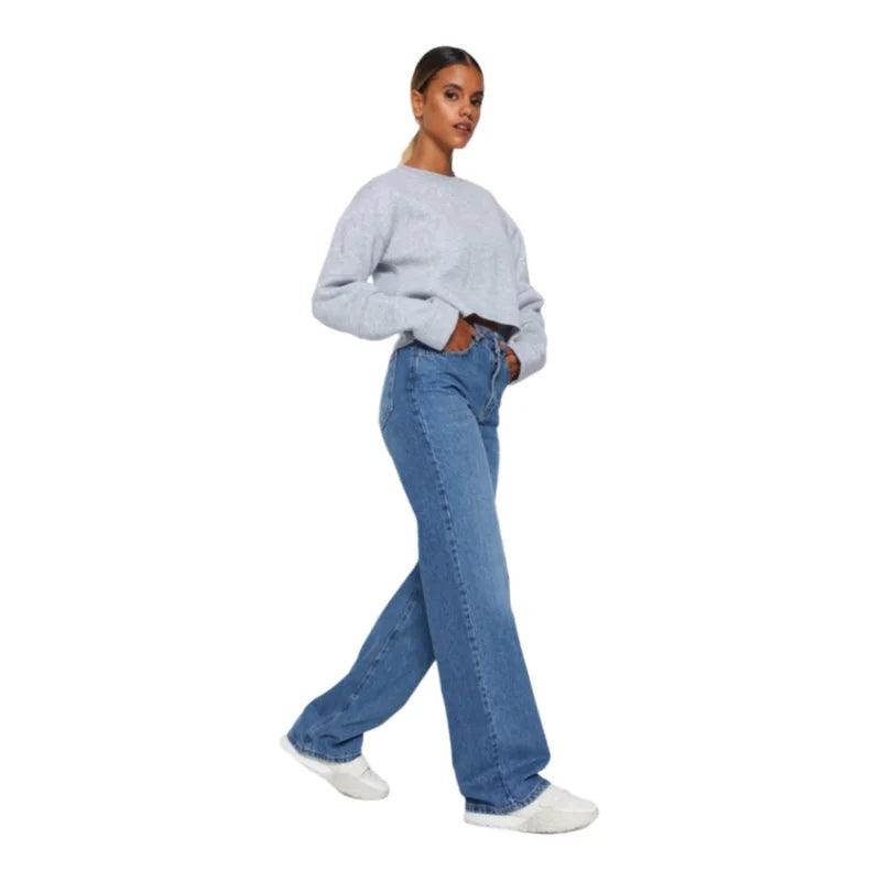 Women's High-Waist Wide-Leg Denim Jeans – Casual & Trendy