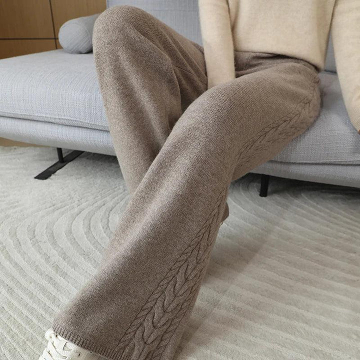 100% Wool Women's High-Waisted Wide-Leg Pants – Premium Merino Wool