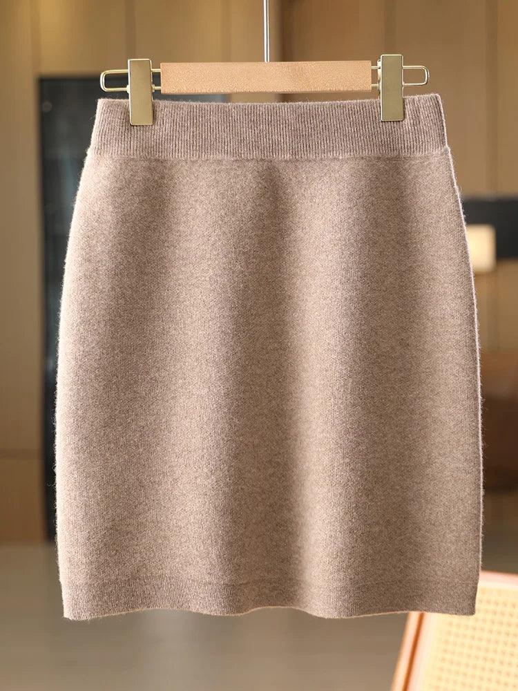 Women's Mini Slim Fit Merino Wool Skirt – Soft, Warm & Elegant