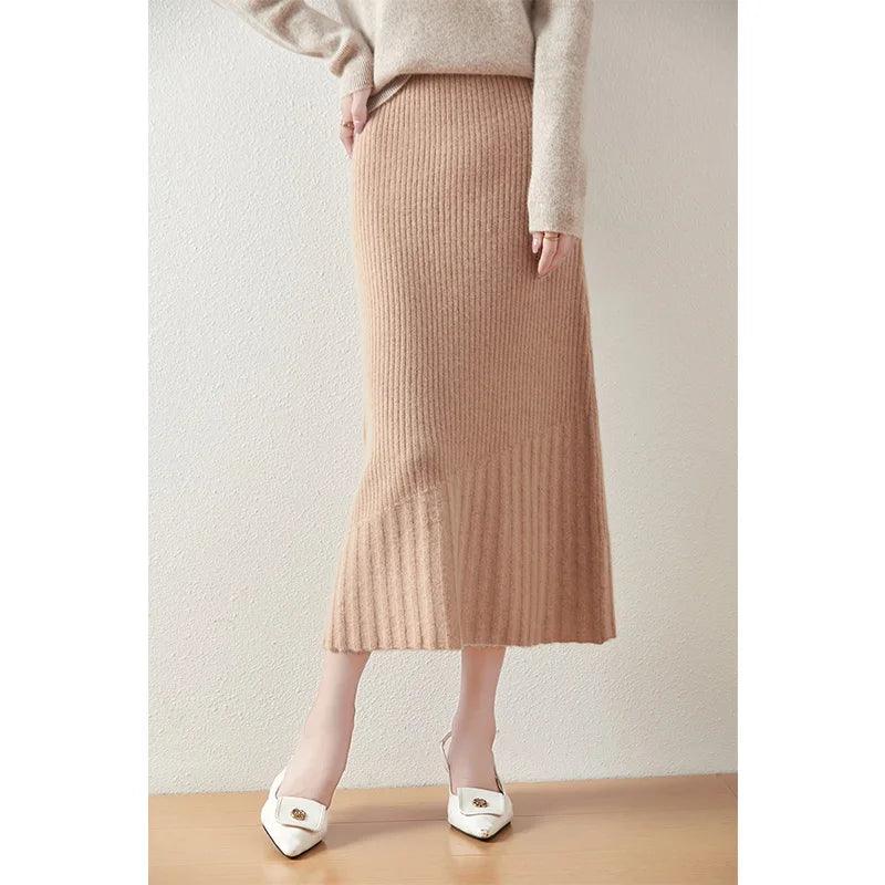 Women's 100% Merino Wool Fishtail Skirt – Elegant, Soft & Warm