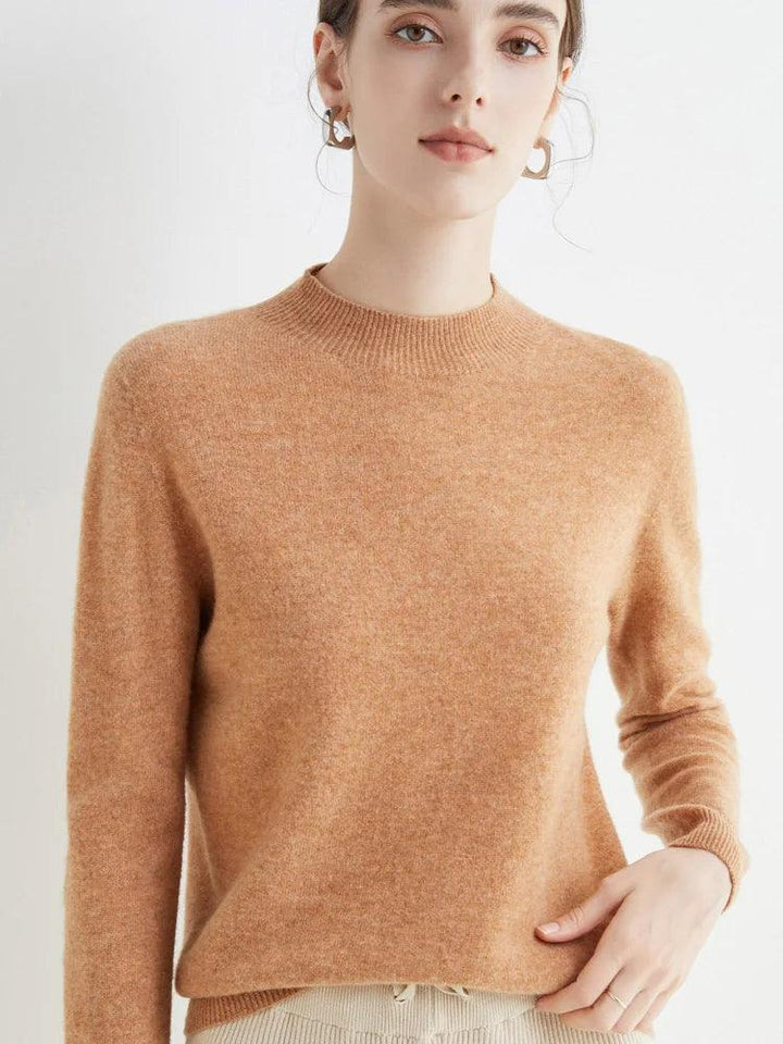 Women’s 100% Merino Wool Seamless Half-High Collar Pullover