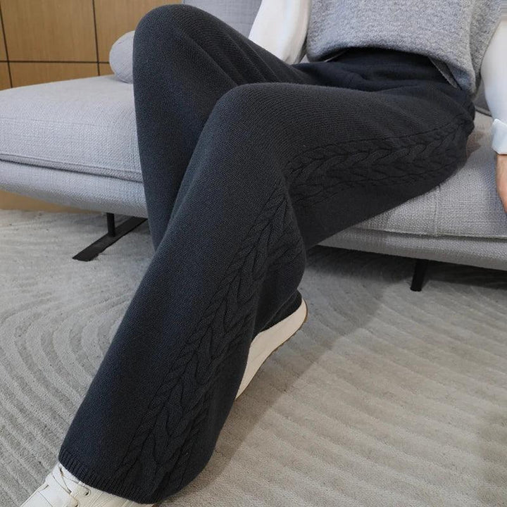 100% Wool Women's High-Waisted Wide-Leg Pants – Premium Merino Wool