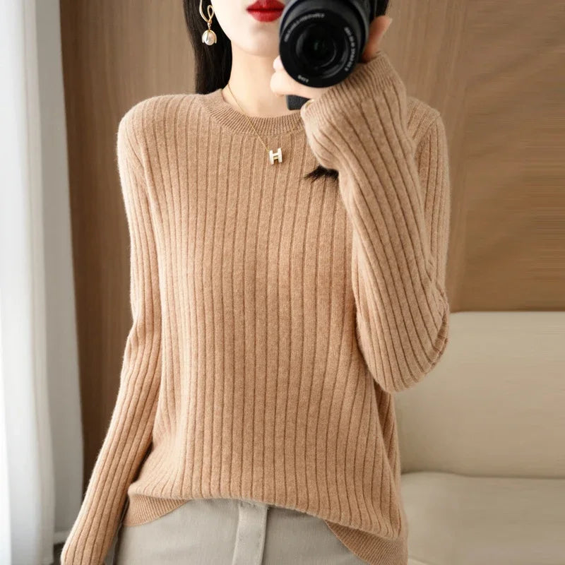 Women Sweaters Long Sleeve Striped Sweater – Cozy & Stylish