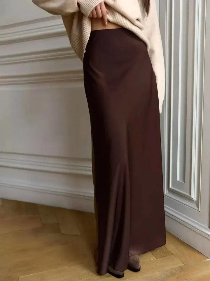 Women's Satin High-Waist Maxi Skirt – Elegant Fishtail, Loose Fit, Summer Fashion