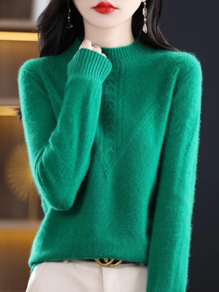 Women’s 100% Merino Wool O-Neck Cashmere Pullover