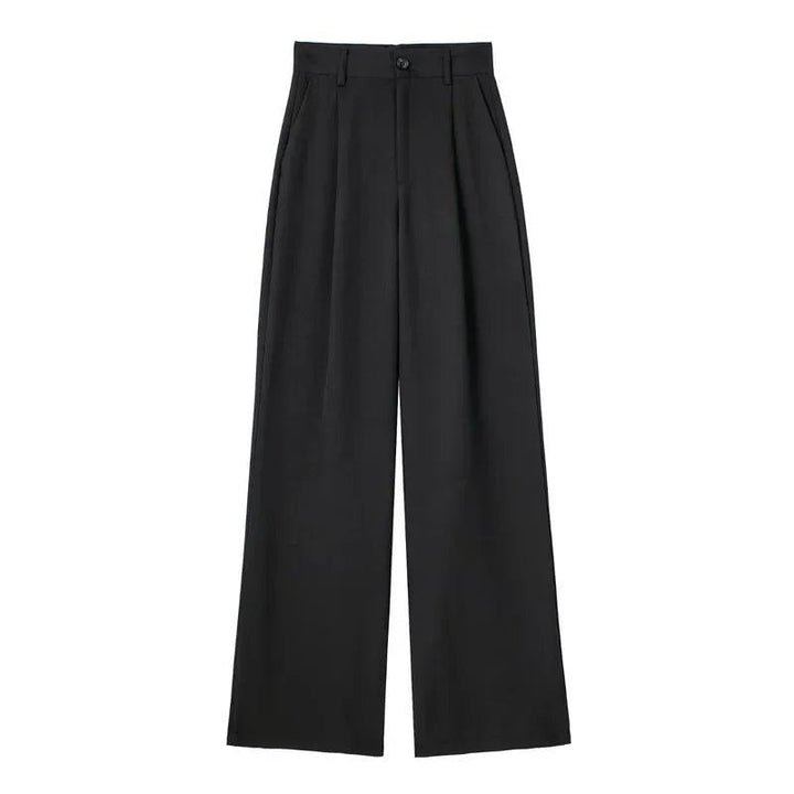 Women's High Waist Wide Leg Suit Pants – Striped Formal Office Trousers, Casual Workwear