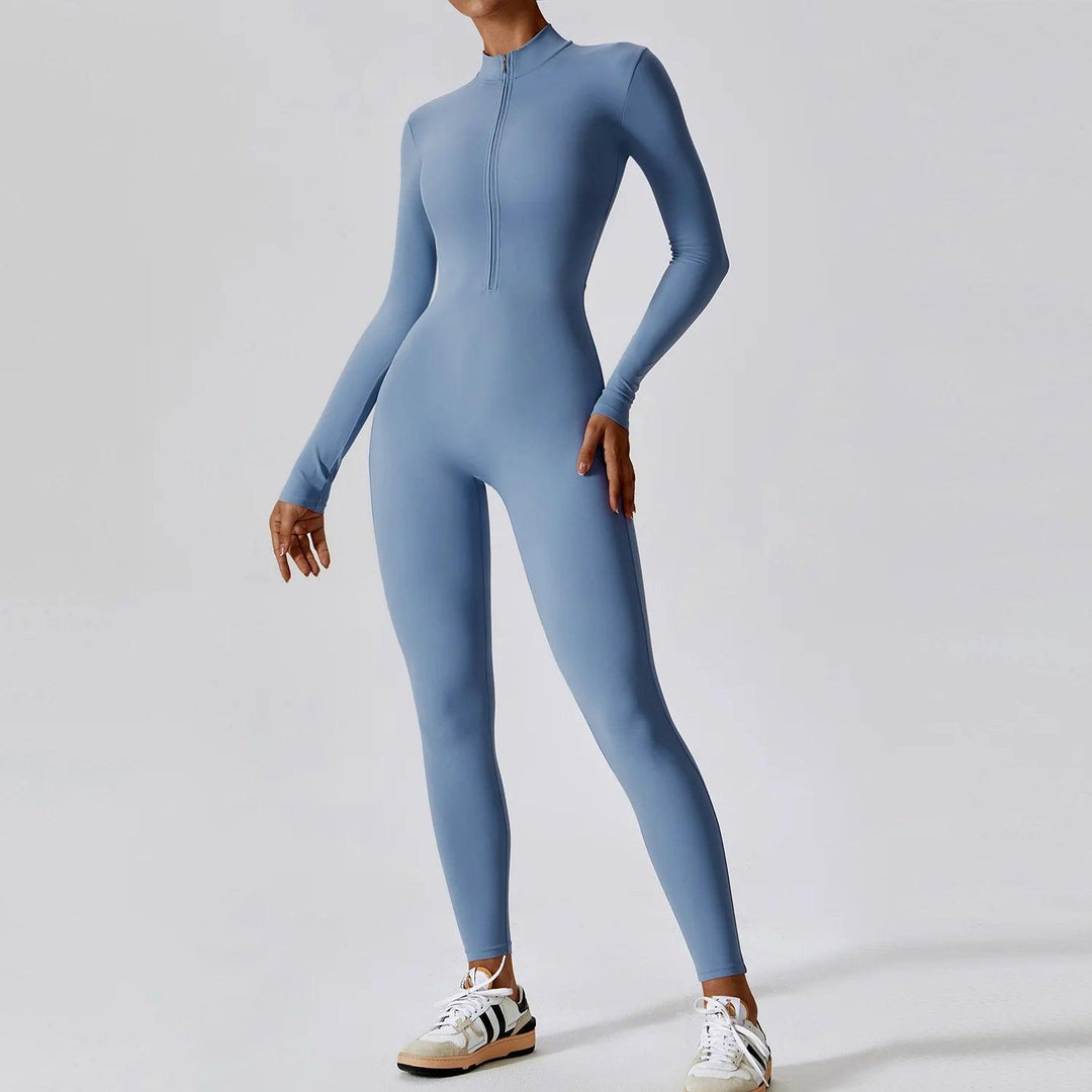 Yoga Boilersuit – Long-Sleeved Women's Sportswear Gym Zipper Jumpsuit