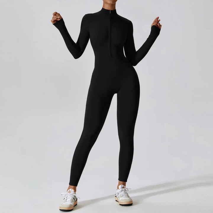 Yoga Boilersuit – Long-Sleeved Women's Sportswear Gym Zipper Jumpsuit