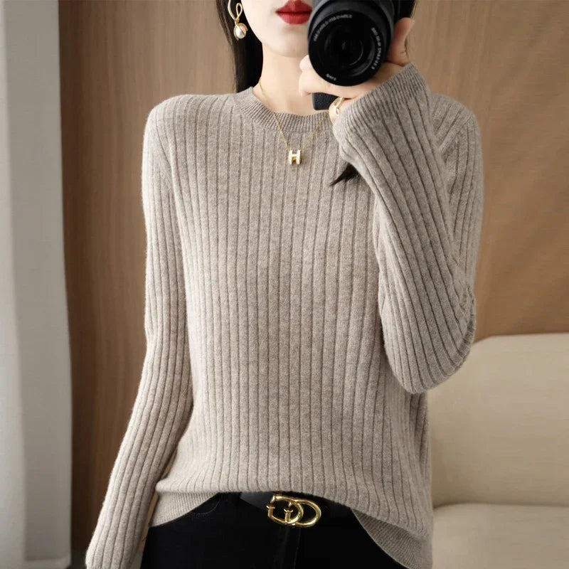 Women Sweaters Long Sleeve Striped Sweater – Cozy & Stylish