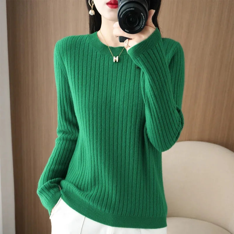 Women Sweaters Long Sleeve Striped Sweater – Cozy & Stylish