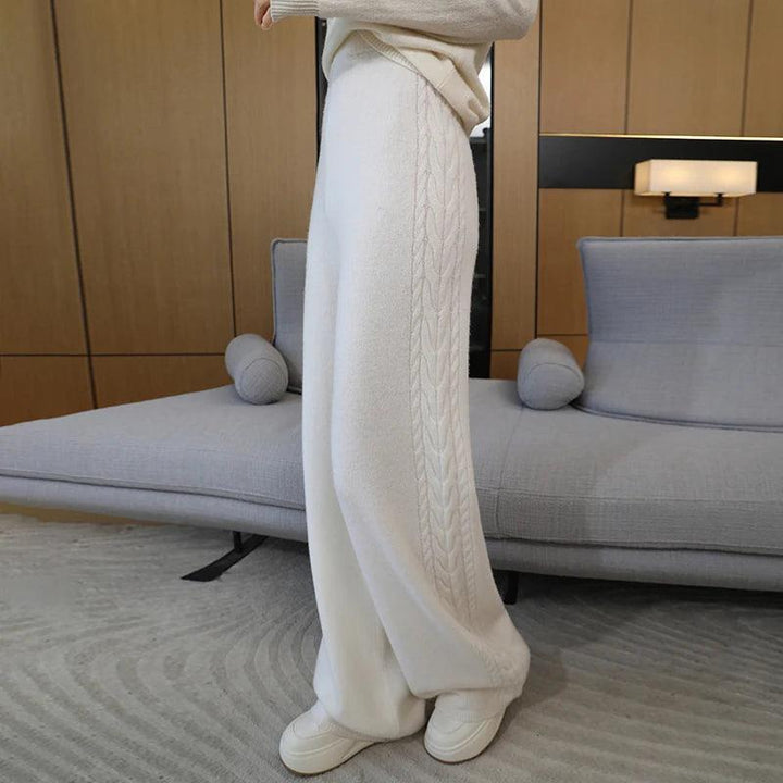 100% Wool Women's High-Waisted Wide-Leg Pants – Premium Merino Wool