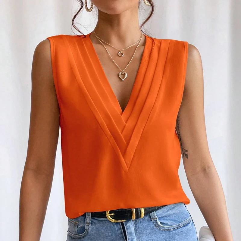 Women's Loose Sleeveless Blouse – Casual Oversized Summer Shirt, Elegant Fashion Top