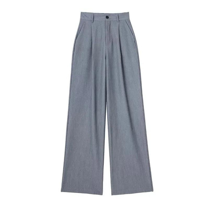 Women's High Waist Wide Leg Suit Pants – Striped Formal Office Trousers, Casual Workwear