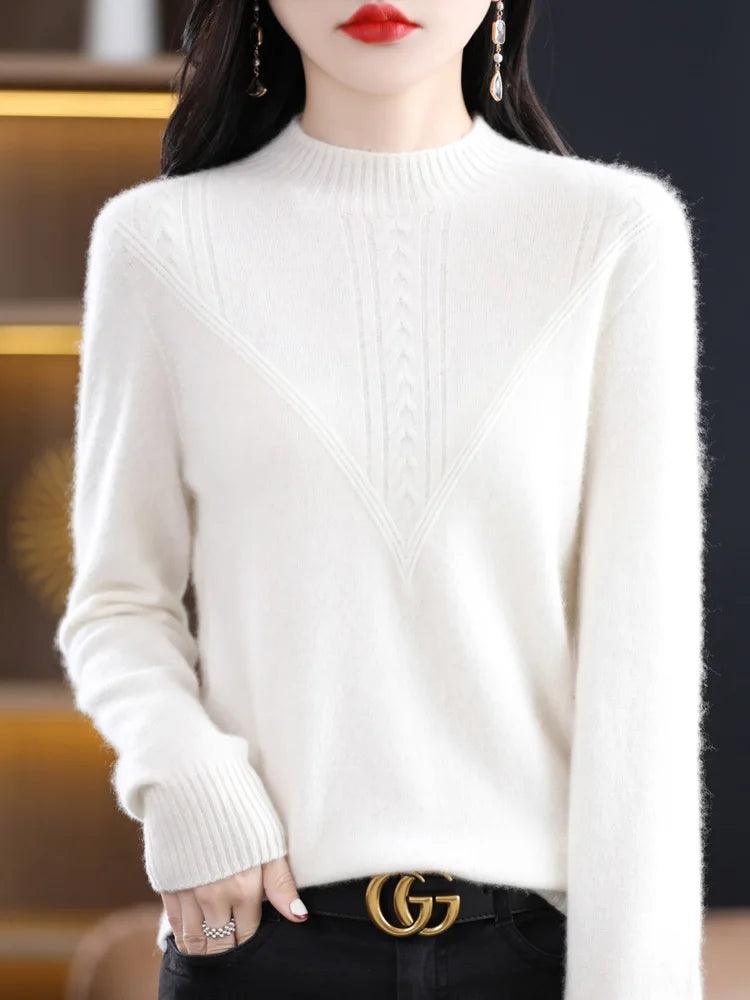 Women’s 100% Merino Wool O-Neck Cashmere Pullover