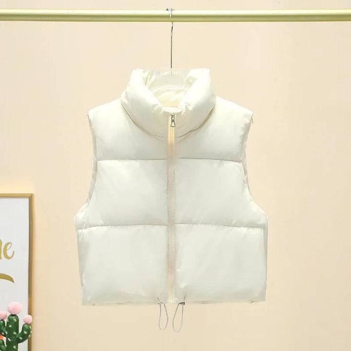 Women's Winter Sleeveless Down Vest – Warm Stand Collar Quilted Cropped Puffer Jacket, Casual Streetwear