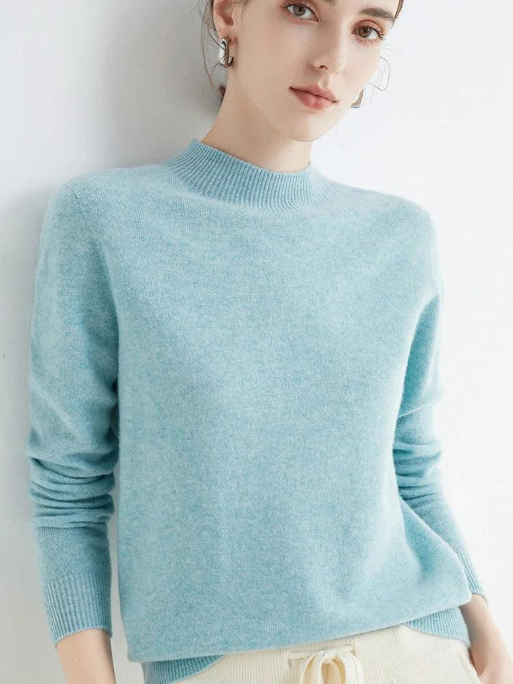 Women’s 100% Merino Wool Seamless Half-High Collar Pullover