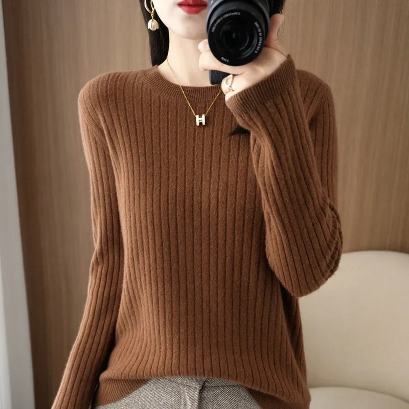 Women Sweaters Long Sleeve Striped Sweater – Cozy & Stylish