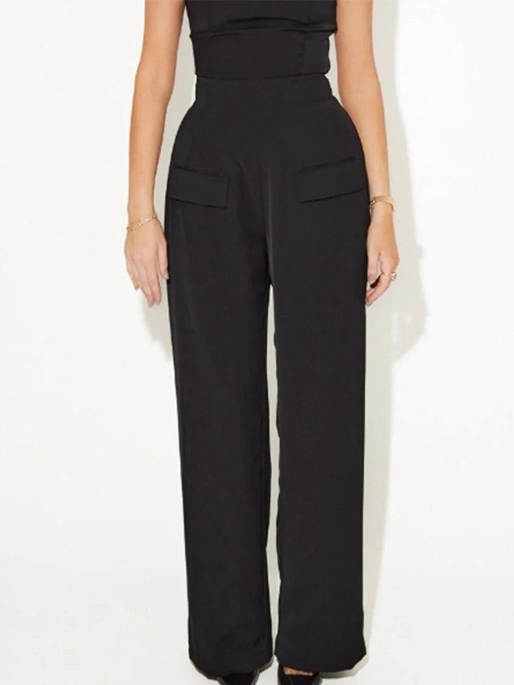 Women's Square Collar Halter Vest & Wide-Leg Pants Set – Elegant Office Outfit 2025
