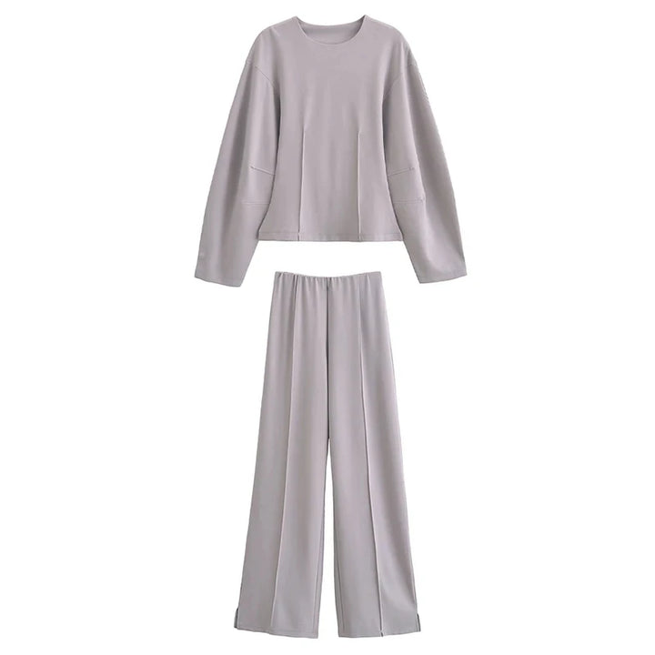 Women’s Two-Piece Sweatshirt & Pants Set – Casual Chic Loungewear