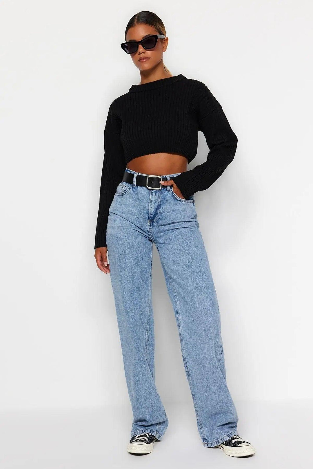Women's High-Waist Wide-Leg Denim Jeans – Casual & Trendy