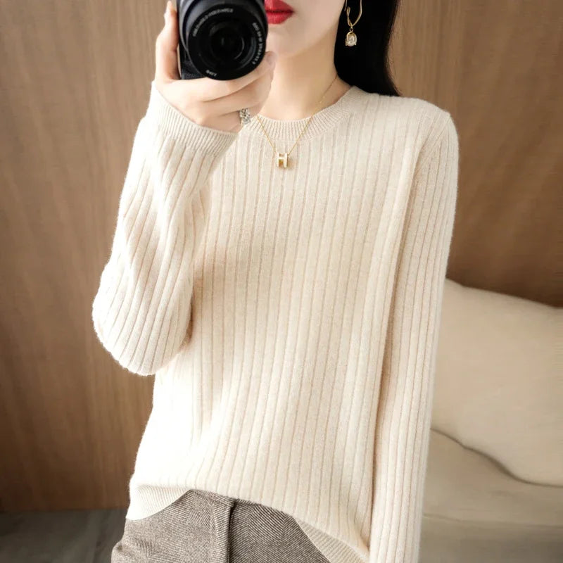 Women Sweaters Long Sleeve Striped Sweater – Cozy & Stylish