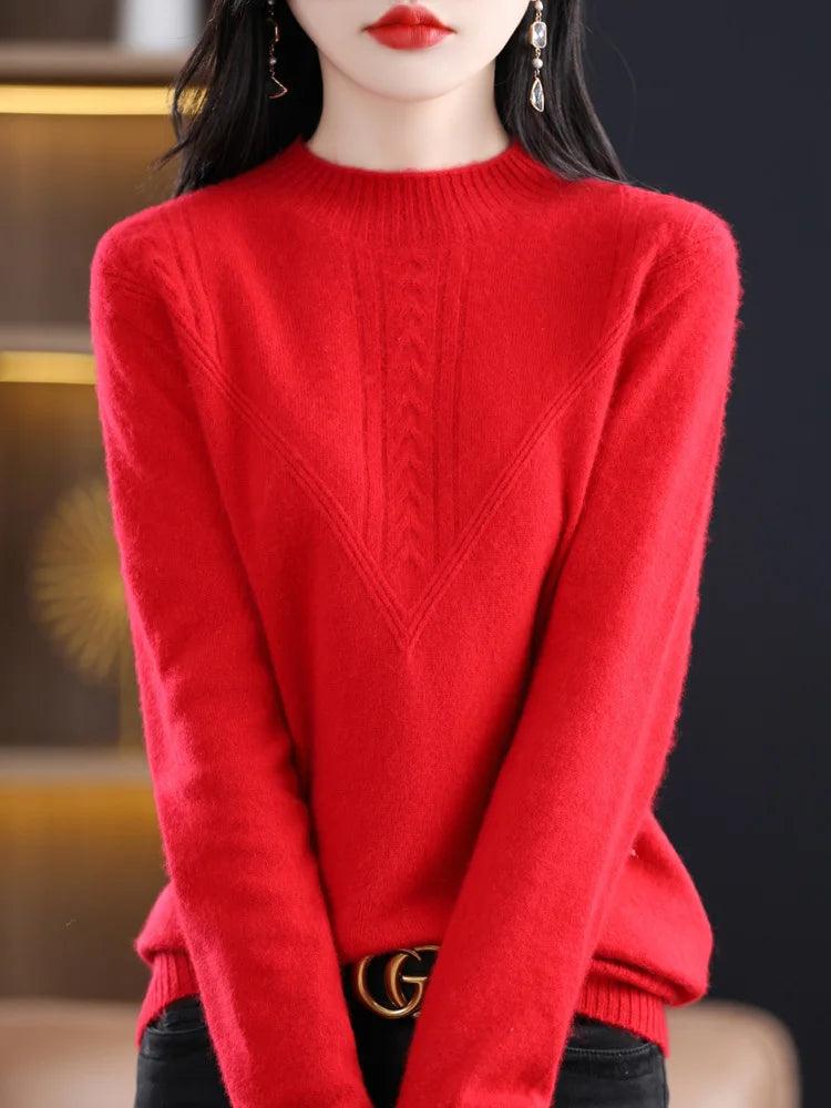 Women’s 100% Merino Wool O-Neck Cashmere Pullover