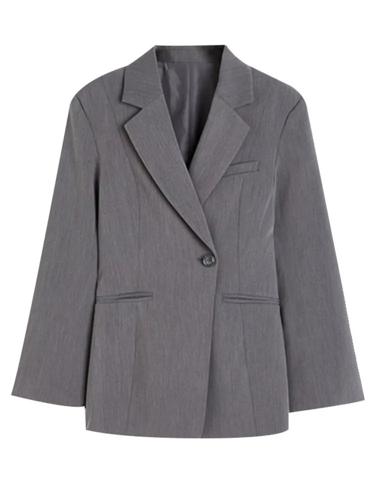 Elegant Women's Slim Fit Blazer – One-Button Lapel Jacket for Office & Casual Wear