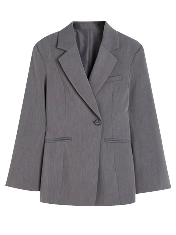 Elegant Women's Slim Fit Blazer – One-Button Lapel Jacket for Office & Casual Wear