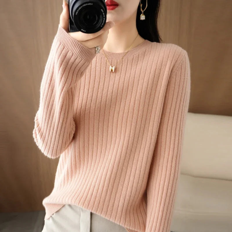 Women Sweaters Long Sleeve Striped Sweater – Cozy & Stylish