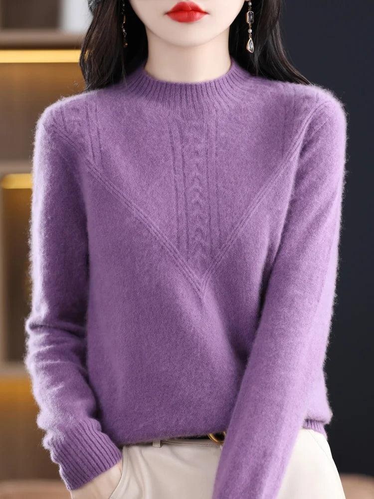 Women’s 100% Merino Wool O-Neck Cashmere Pullover