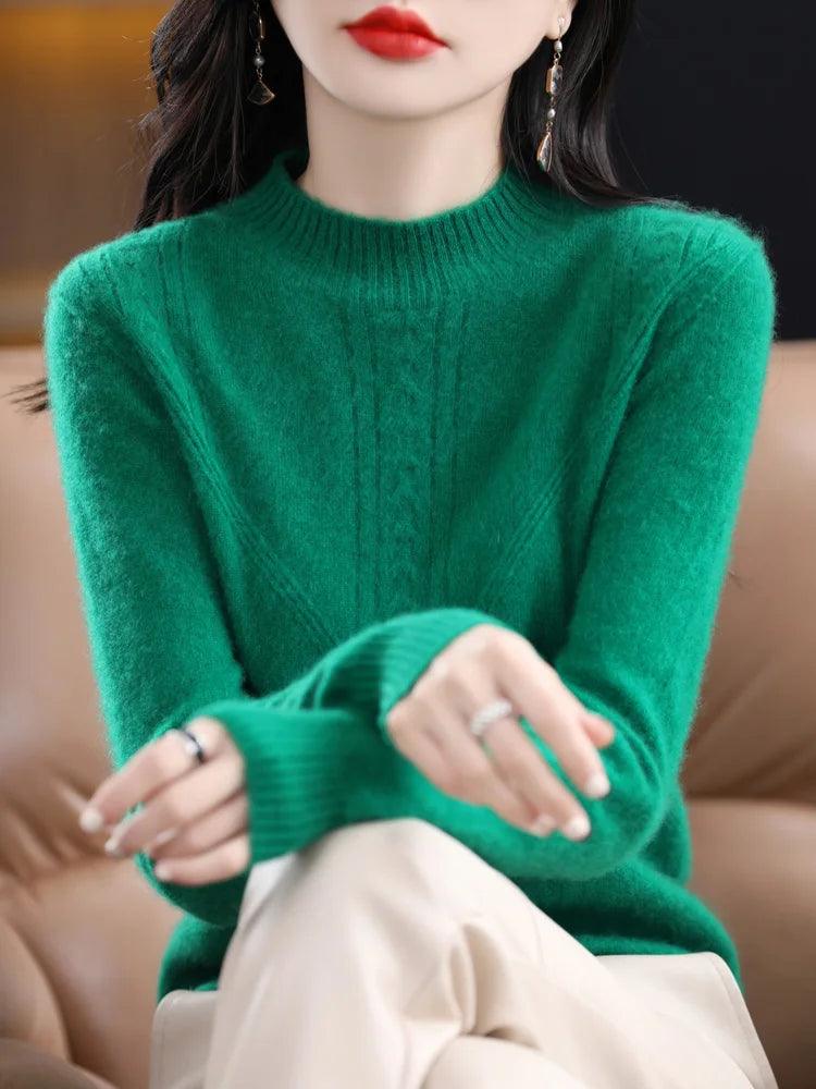 Women’s 100% Merino Wool O-Neck Cashmere Pullover