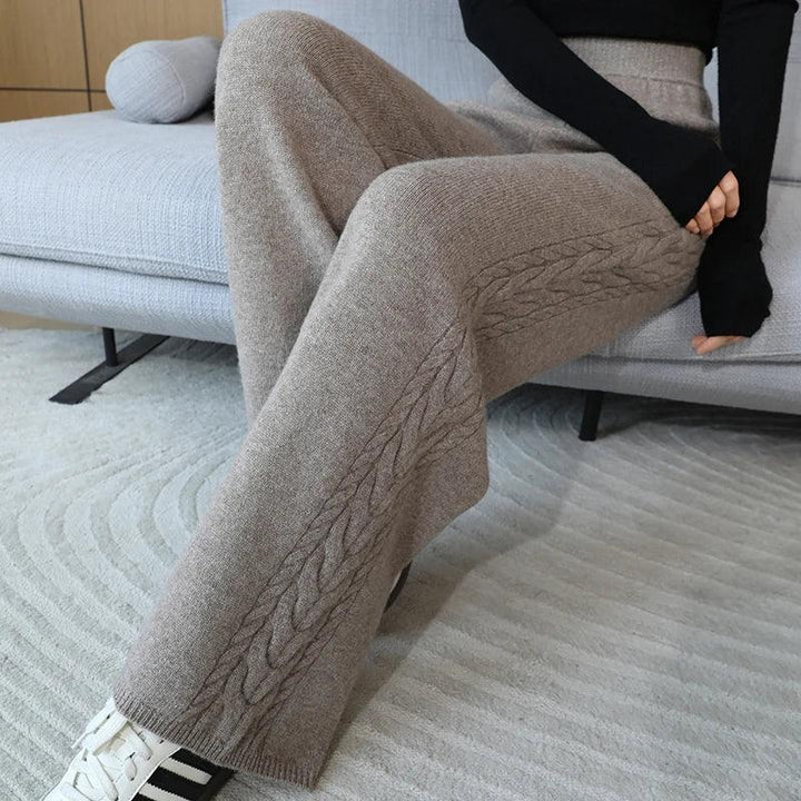 100% Wool Women's High-Waisted Wide-Leg Pants – Premium Merino Wool