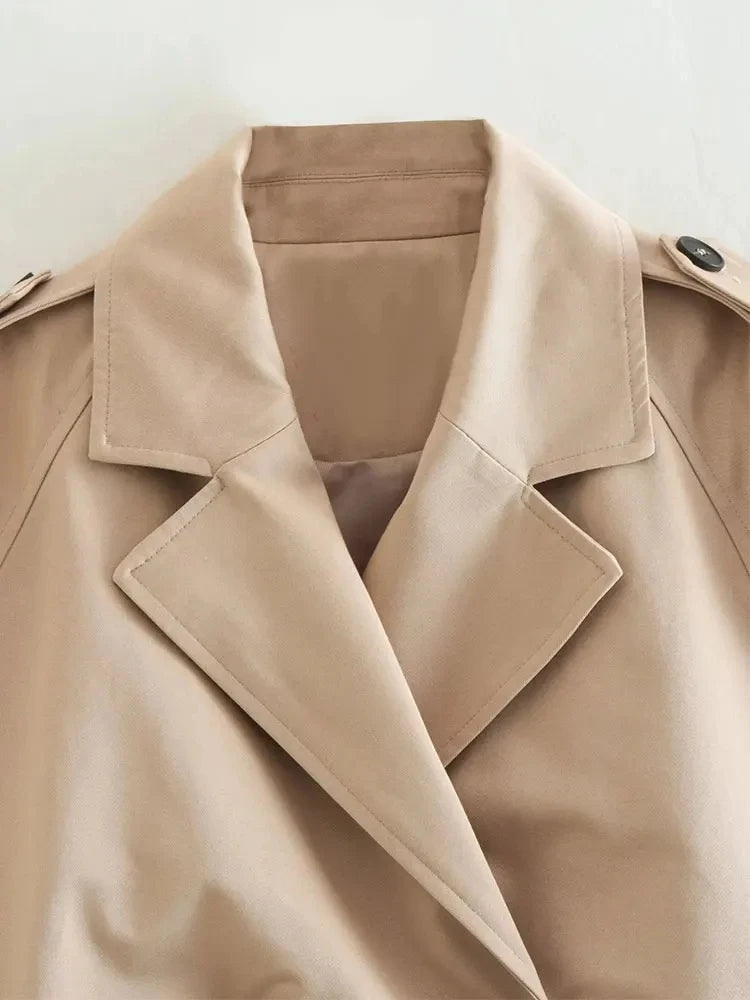 Cropped Trench Coat – Vintage Double-Breasted Jacket