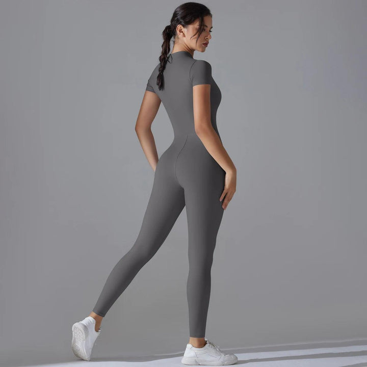 Women's One-Piece Yoga Jumpsuit – Short Sleeve Gym Fitness Bodysuit